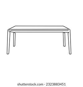 Dining table and chairs in continuous line art drawing style. Classic style dining room furniture black linear sketch isolated on white background. Vector illustration.