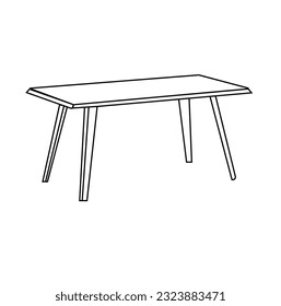 Dining table and chairs in continuous line art drawing style. Classic style dining room furniture black linear sketch isolated on white background. Vector illustration.