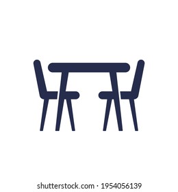 dining table and chairs icon isolated on white