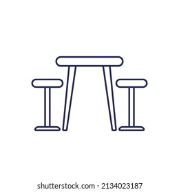 icono de mesa de comedor y sillas, vector de línea