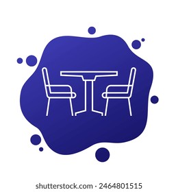mesa de comedor y sillas icono, línea Vector