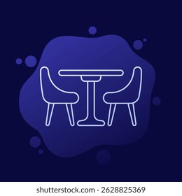 mesa de jantar com ícone de cadeiras, projeto de vetor de linha
