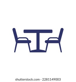 dining table and chairs icon on white