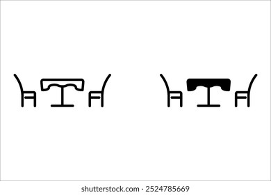 mesa de comedor y sillas conjunto de iconos, para su diseño de Sitio web, logotipo, App, diseño de Vector UI. Icono de usuario, silueta aislada sobre fondo blanco.