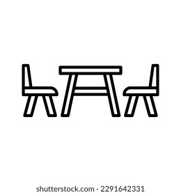 Dining table and chairs icon. Terrace cafe symbol. Bistro. Vector illustration.