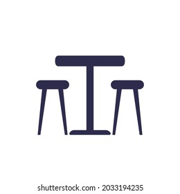 Dining Table With Chairs Icon, Vector