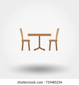 Dining table with chairs. Icon for web and mobile application. Vector illustration on a white background. Flat design style