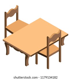 
Dining table with chairs, kitchen interior 
