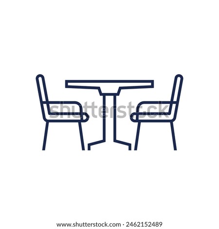 dining table and chairs line icon on white