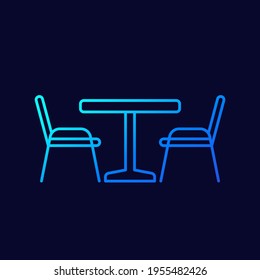 dining table and chairs line vector icon
