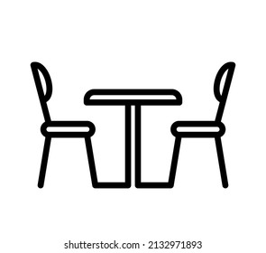 Dining table with chairs. Linear style icon. Vector Illustration