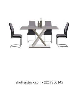 Dining table with chairs on white background.Table isolated in white background.Tables and chairs on white background.tables on the background white.Tables furniture of wood, interior wooden desks.