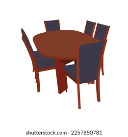 Dining table with chairs on white background.Tables furniture of wood, interior wooden desks.Tables and chairs on white background.tables on the background white.Table isolated in white background.