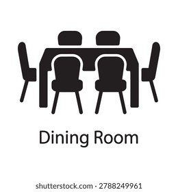dining table and chairs silhouette on a white background