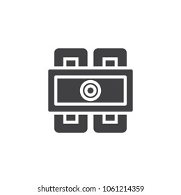 Dining table and chairs top view vector icon. filled flat sign for mobile concept and web design. Furniture simple solid icon. Symbol, logo illustration. Pixel perfect vector graphics