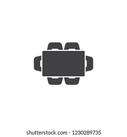 Dining table and chairs top view vector icon. filled flat sign for mobile concept and web design. living room interior furniture simple solid icon. Symbol, logo illustration. Vector graphics
