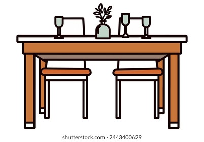 Dining Table and chairs Vector, Tables with chairs for dining illustration
