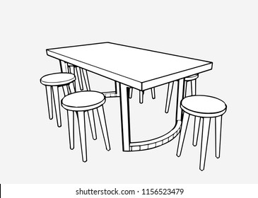 dining table china style sketch