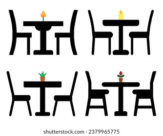dining table with different decorations, icon vector illustration isolated 