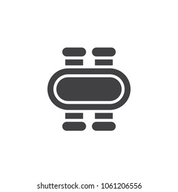 Dining table and four chairs top view vector icon. filled flat sign for mobile concept and web design. simple solid icon. Symbol, logo illustration. Pixel perfect vector graphics