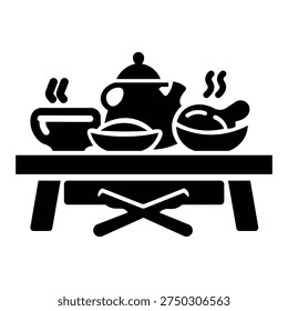 Dining table full of food icon