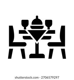 Gráfico de Vector de ilustración de icono de glifo de mesa de comedor. Gráfico simple del Vector de la ilustración del elemento, conveniente para el App, los Sitios web, y las presentaciones aisladas en el fondo blanco