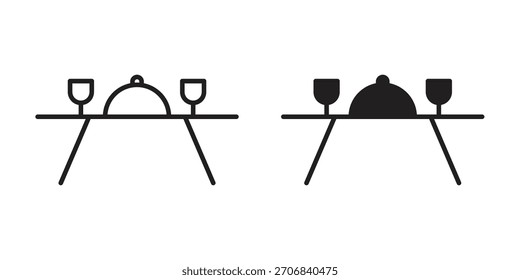Dining table icon concept outline symbol design. Simple element illustration.