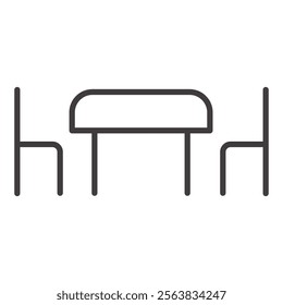 Dining Table Icon Depicting a Table with Chairs in Black and White