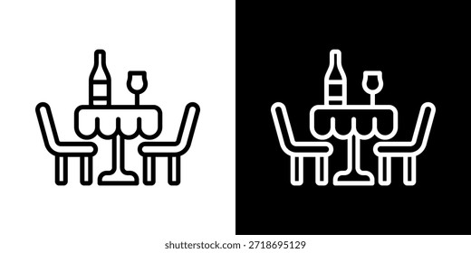Dining Table Icon Of Line Black And White Style