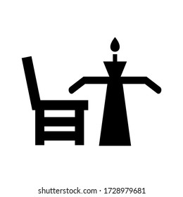 icono de mesa de comedor o logotipo símbolo de signo aislado ilustración vectorial - iconos vectoriales de estilo negro de alta calidad
