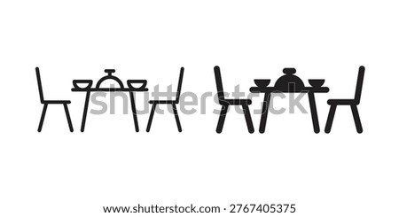 Dining table icon for mobile application, button and website design.
