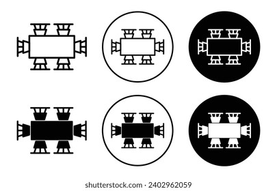 Dining table icon. modern home diner lunch or breakfast dining table with chair in house kitchen symbol. dining room furniture to eat food vector 