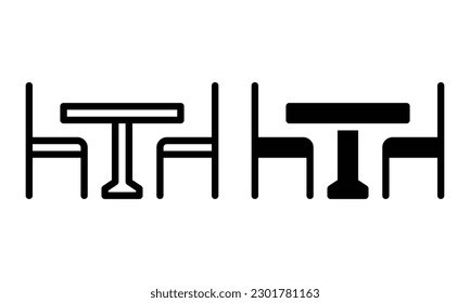 Esstisch Symbol mit Umriss und Glyph Stil.