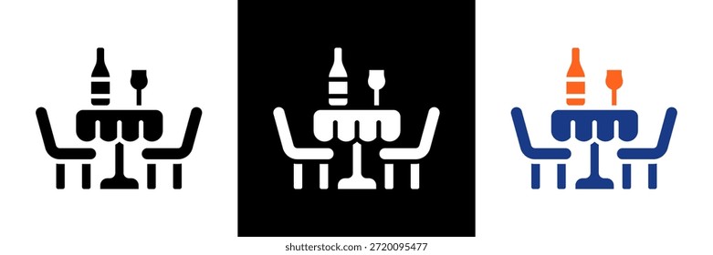 Dining Table Icon Set Glyph Vector Illustration