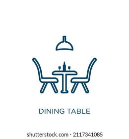 dining table icon. Thin linear dining table outline icon isolated on white background. Line vector dining table sign, symbol for web and mobile