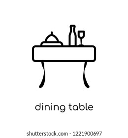 dining table icon. Trendy modern flat linear vector dining table icon on white background from thin line Furniture and household collection, outline vector illustration