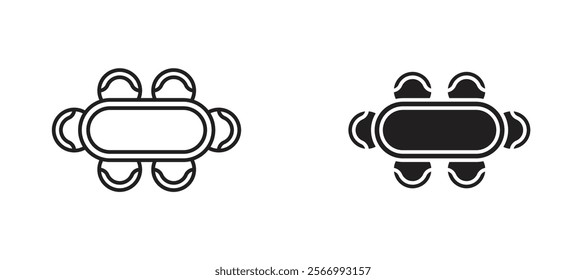 Dining table icons in outline and fill. vector illustration for ui.