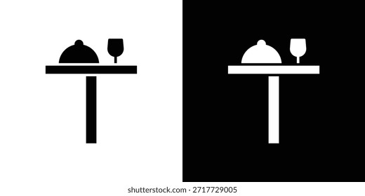 Iconos de mesa de comedor diseño de silueta. Símbolo de glifo blanco y negro.