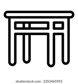 Dining table line icon, Kitchen interior concept, Furniture for dining room sign on white background, wooden table icon in outline style mobile concept web design. Vector graphics.