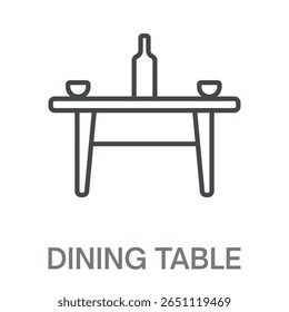 dining table Line Icon, Outline Symbol Illustration, Editable Stroke perfect for logos and more