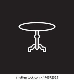 dining table line icon, outline vector sign, linear pictogram isolated on black. logo illustration