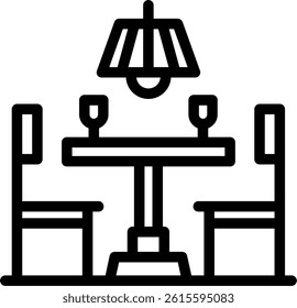 Dining Table Line Vector Icon Design