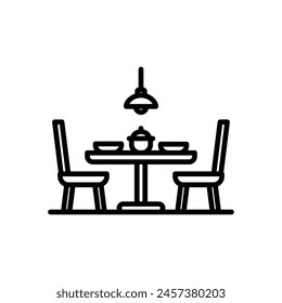 dining table outline style icon, isolated background