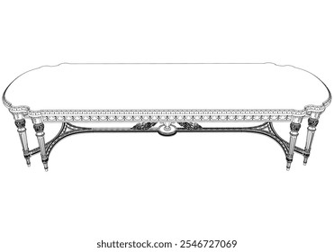 Dining table outline vector illustration. Perfect for artistic projects, decor ideas, and graphic designs. Elegant Antique Home Decor Illustration