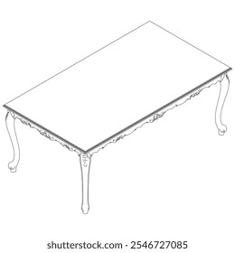 Ilustração do vetor do contorno da mesa de jantar. Perfeito para projetos artísticos, ideias de decoração e desenhos gráficos. Ilustração elegante da decoração da casa antiga