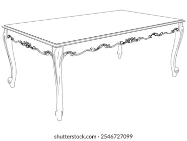 Dining table outline vector illustration. Perfect for artistic projects, decor ideas, and graphic designs. Elegant Antique Home Decor Illustration