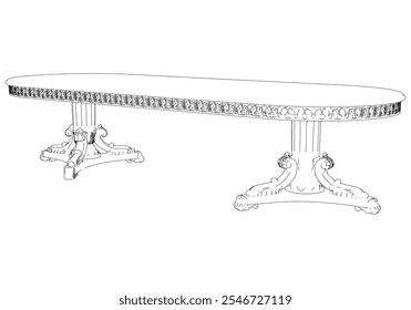 Dining table outline vector illustration. Perfect for artistic projects, decor ideas, and graphic designs. Elegant Antique Home Decor Illustration