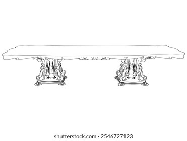 Dining table outline vector illustration. Perfect for artistic projects, decor ideas, and graphic designs. Elegant Antique Home Decor Illustration