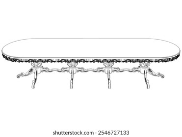 Dining table outline vector illustration. Perfect for artistic projects, decor ideas, and graphic designs. Elegant Antique Home Decor Illustration