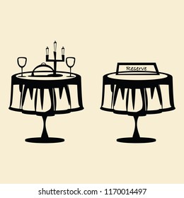 dining table and reserved table drawing vector illustration 